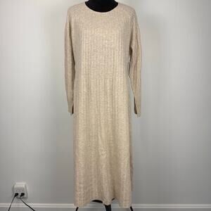 Nordstrom Long Sleeve Beige Oatmeal Long Heather Sweater Dress New XXL